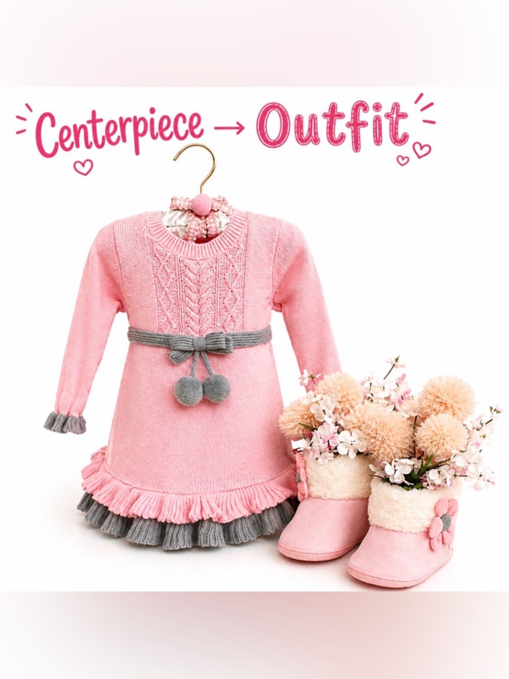 Sweet Sweater Centerpiece Dress For Baby Shower, Little Girls Birthday